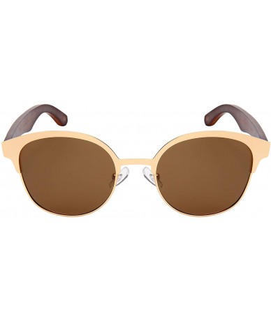 Wayfarer Polarized Horn Rimmed Bamboo Wooden Sunglasses Polarized Women 5110BM-P - C818NLAQI47 $27.75