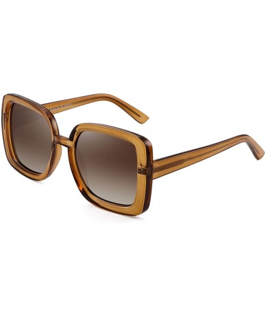 Square Designer Inspired Oversized Sunglasses Women Polarized Square Shades - C418RXLQXDN $23.86