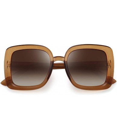 Square Designer Inspired Oversized Sunglasses Women Polarized Square Shades - C418RXLQXDN $23.86