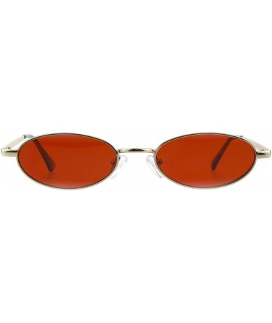 Oval Skinny Oval Metal Frame Sunglasses Womens Trendy Fashion Color Lens UV 400 - Gold (Red) - CV18QKGAIW0 $19.75