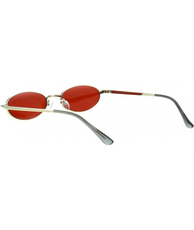 Oval Skinny Oval Metal Frame Sunglasses Womens Trendy Fashion Color Lens UV 400 - Gold (Red) - CV18QKGAIW0 $19.75