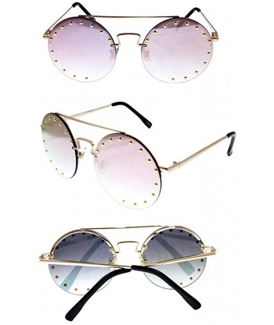 Rimless Women's Rimless Circle Style Sunglasses with Metal Stud Detail - Pink - C918EHT247G $19.07