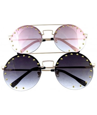 Rimless Women's Rimless Circle Style Sunglasses with Metal Stud Detail - Pink - C918EHT247G $19.07