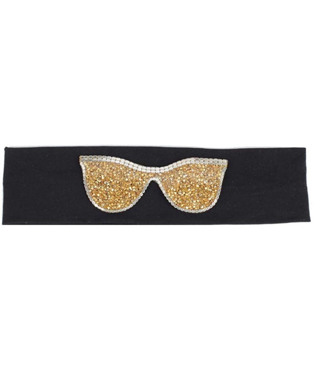 Wrap Plain Stretch Headb s Sunglasses Elastic Headb Rhinestones Hair B - Gold Black - C618T056Z2L $62.94