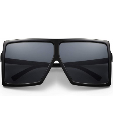 Rimless Square Oversized Sunglasses for Women Men Fashion Flat Top Oversized Sunglasses (Black) - Black - CI18ZAERACR $18.37