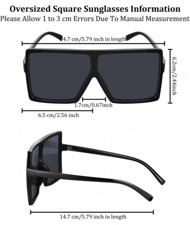 Rimless Square Oversized Sunglasses for Women Men Fashion Flat Top Oversized Sunglasses (Black) - Black - CI18ZAERACR $18.37