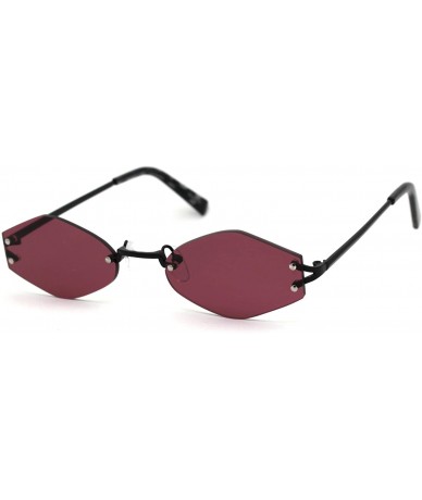 Rimless Retro Vintage Designer Rimless Diamond Shape Sunglasses - Black Burgundy - CO1950Y89K7 $25.36