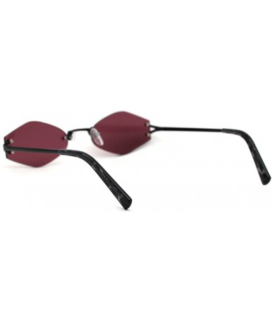 Rimless Retro Vintage Designer Rimless Diamond Shape Sunglasses - Black Burgundy - CO1950Y89K7 $25.36