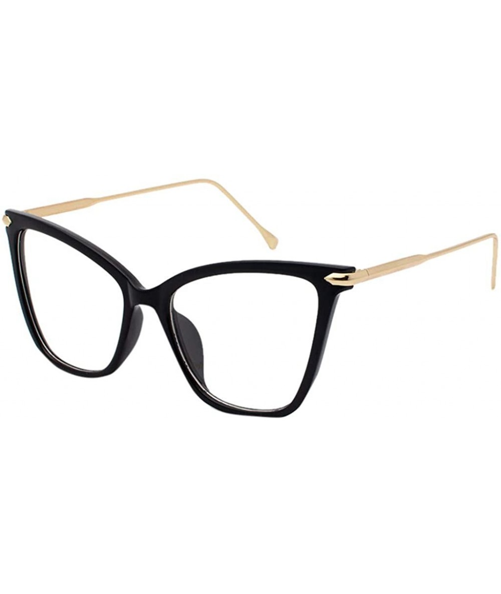 Oversized Modern Metal Bridge Trim Oversized Cat Eye Sunglasses (Black) - CF196I0O7QX $19.50