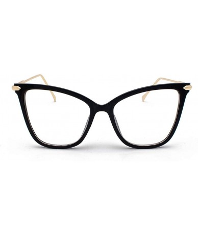 Oversized Modern Metal Bridge Trim Oversized Cat Eye Sunglasses (Black) - CF196I0O7QX $19.50