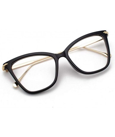 Oversized Modern Metal Bridge Trim Oversized Cat Eye Sunglasses (Black) - CF196I0O7QX $19.50