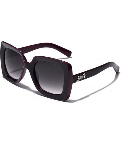 Square Square Frame Vintage Retro Women's Sunglasses - Two Tone Purple - Gradient Smoke - CX11P3R40YT $20.35