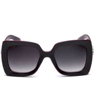 Square Square Frame Vintage Retro Women's Sunglasses - Two Tone Purple - Gradient Smoke - CX11P3R40YT $20.35