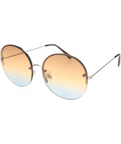 Rimless Womens Rimless Hippie Oceanic Gradient Round Sunglasses - Silver Brown Blue - C518OCY456S $23.62