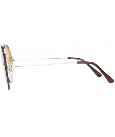 Rimless Womens Rimless Hippie Oceanic Gradient Round Sunglasses - Silver Brown Blue - C518OCY456S $23.62