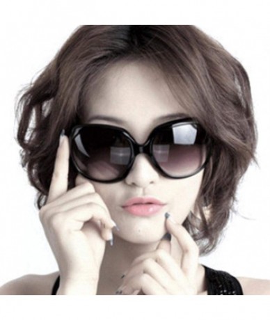 Oval Women Retro Style Anti-UV Sunglasses Big Frame Fashion Sunglasses Sunglasses - Black - CH196ILW2TG $18.52