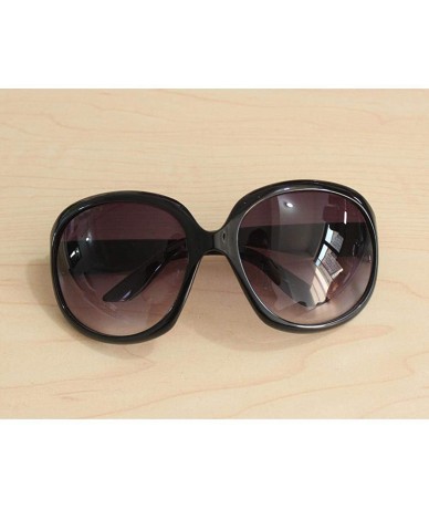 Oval Women Retro Style Anti-UV Sunglasses Big Frame Fashion Sunglasses Sunglasses - Black - CH196ILW2TG $18.52