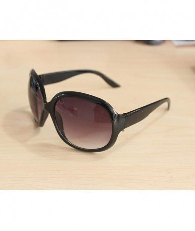 Oval Women Retro Style Anti-UV Sunglasses Big Frame Fashion Sunglasses Sunglasses - Black - CH196ILW2TG $18.52