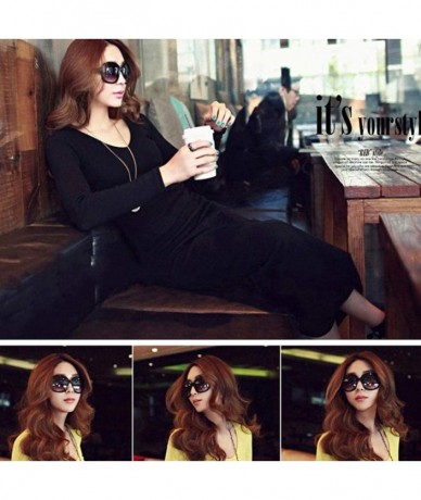 Oval Women Retro Style Anti-UV Sunglasses Big Frame Fashion Sunglasses Sunglasses - Black - CH196ILW2TG $18.52