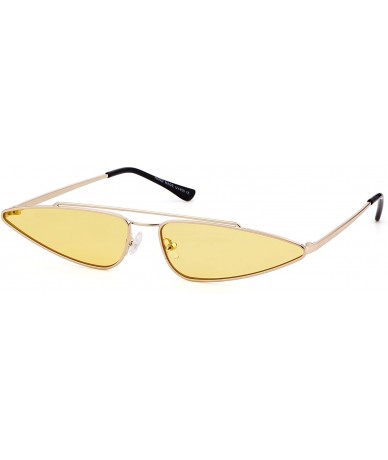 Oval Cat Eye Metal Frame Sunglasses - Gold/Yellow - C418CDD5IN4 $26.34