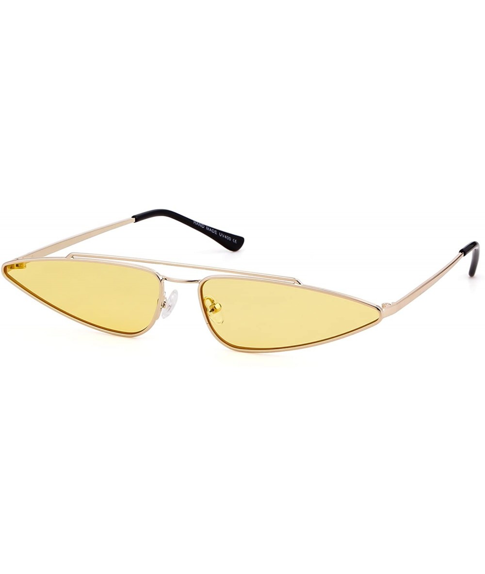 Oval Cat Eye Metal Frame Sunglasses - Gold/Yellow - C418CDD5IN4 $26.34