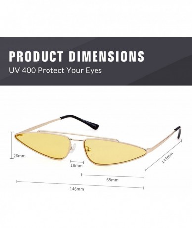 Oval Cat Eye Metal Frame Sunglasses - Gold/Yellow - C418CDD5IN4 $26.34