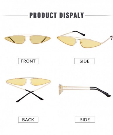 Oval Cat Eye Metal Frame Sunglasses - Gold/Yellow - C418CDD5IN4 $26.34