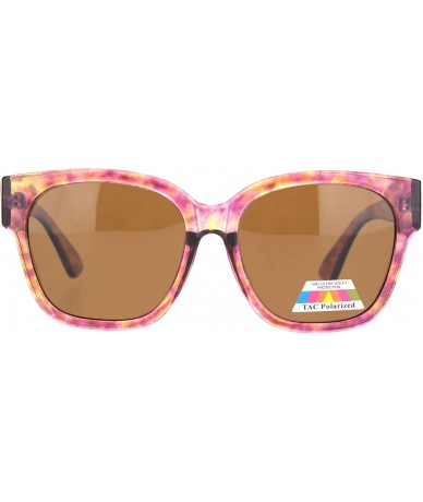 Square TAC Polarized Lens Sunglasses Womens Chic Classy Square Shades UV 400 - Pink Brown (Brown) - CN1963RS792 $24.56