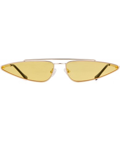 Oval Cat Eye Metal Frame Sunglasses - Gold/Yellow - C418CDD5IN4 $26.34