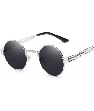 Oversized Metal Round Steampunk Sunglasses Men Women Fashion Glasses Brand SilverSilver - Silvergray - CE18Y3O9AYQ $18.73