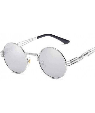 Oversized Metal Round Steampunk Sunglasses Men Women Fashion Glasses Brand SilverSilver - Silvergray - CE18Y3O9AYQ $18.73