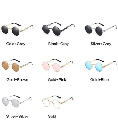 Oversized Metal Round Steampunk Sunglasses Men Women Fashion Glasses Brand SilverSilver - Silvergray - CE18Y3O9AYQ $18.73