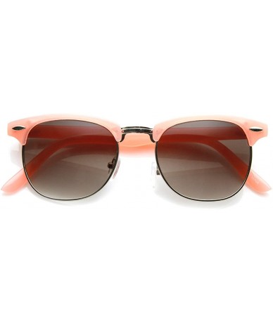 Semi-rimless Pastel Color Semi-Rimless Half Frame Horn Rimmed Sunglasses (Pink) - CW11FGMNA91 $19.78