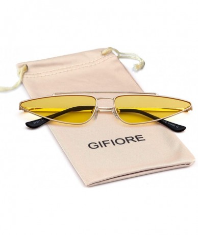 Oval Cat Eye Metal Frame Sunglasses - Gold/Yellow - C418CDD5IN4 $26.34