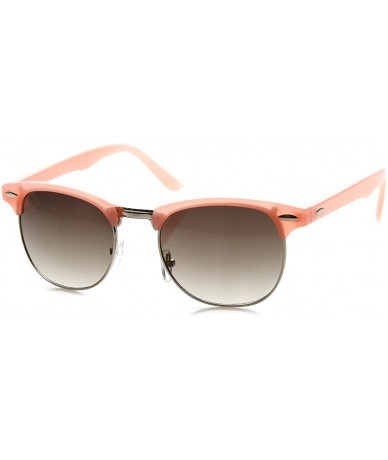 Semi-rimless Pastel Color Semi-Rimless Half Frame Horn Rimmed Sunglasses (Pink) - CW11FGMNA91 $19.78