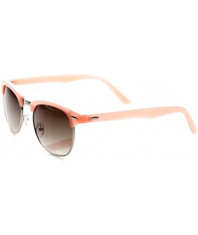 Semi-rimless Pastel Color Semi-Rimless Half Frame Horn Rimmed Sunglasses (Pink) - CW11FGMNA91 $19.78