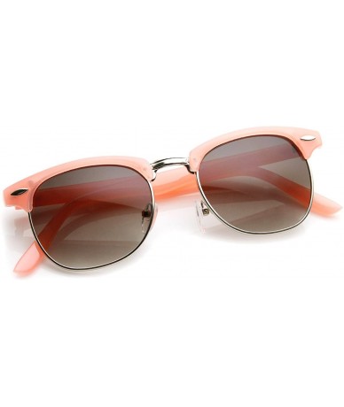 Semi-rimless Pastel Color Semi-Rimless Half Frame Horn Rimmed Sunglasses (Pink) - CW11FGMNA91 $19.78