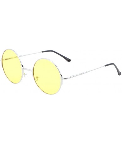 Round Lennon Round Circle Glasses Color Lens Men Women Retro Fashion - Large-yellow - CY17YD7HLNG $17.60