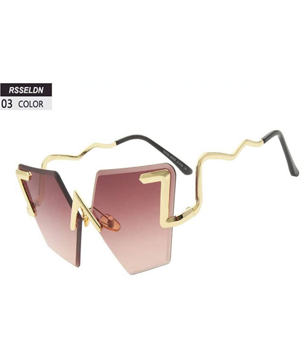 Square Rimless Sunglasses Women Oversized Vintage Cat Eye Sun Glasses For Women Gradient Lens - 3 - CA18Y8ZNTDG $43.59