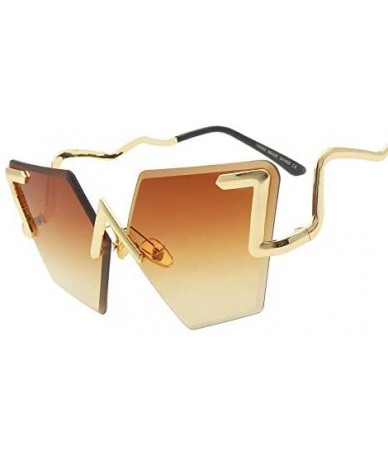 Square Rimless Sunglasses Women Oversized Vintage Cat Eye Sun Glasses For Women Gradient Lens - 3 - CA18Y8ZNTDG $43.59