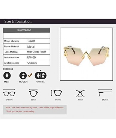 Square Rimless Sunglasses Women Oversized Vintage Cat Eye Sun Glasses For Women Gradient Lens - 3 - CA18Y8ZNTDG $43.59