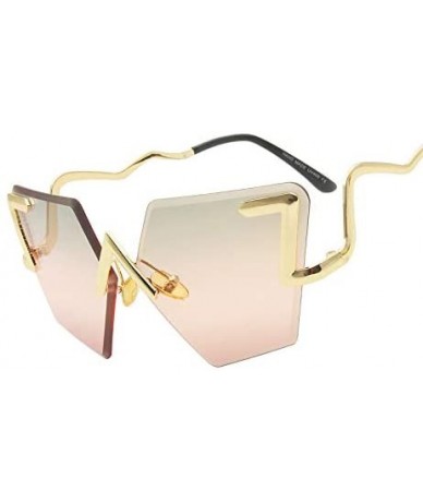 Square Rimless Sunglasses Women Oversized Vintage Cat Eye Sun Glasses For Women Gradient Lens - 3 - CA18Y8ZNTDG $43.59