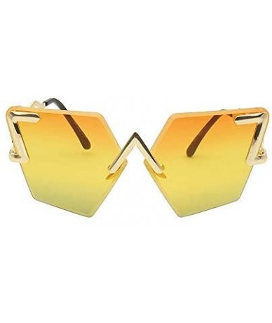 Square Rimless Sunglasses Women Oversized Vintage Cat Eye Sun Glasses For Women Gradient Lens - 3 - CA18Y8ZNTDG $43.59