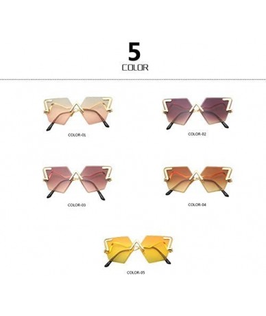 Square Rimless Sunglasses Women Oversized Vintage Cat Eye Sun Glasses For Women Gradient Lens - 3 - CA18Y8ZNTDG $43.59