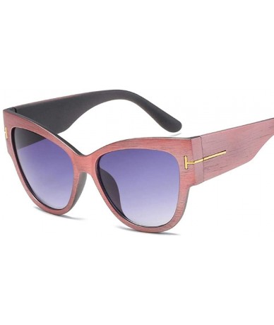 Cat Eye Retro Cat Eye Wood Grain Sunglasses Women Men Wide Legs Female Sun Glasses 1 - 5 - CN18XE0UYMQ $17.12