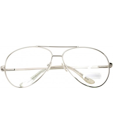 Aviator Vintage Aviator Eyeglasses Metal Frames Clear Lens Glasses Non-prescription - Silver 76042 - CJ18LY46CL0 $23.99