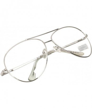 Aviator Vintage Aviator Eyeglasses Metal Frames Clear Lens Glasses Non-prescription - Silver 76042 - CJ18LY46CL0 $23.99