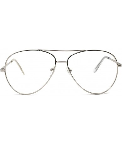 Aviator Vintage Aviator Eyeglasses Metal Frames Clear Lens Glasses Non-prescription - Silver 76042 - CJ18LY46CL0 $23.99