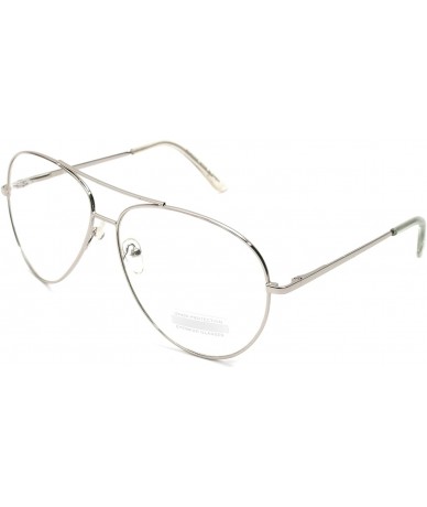 Aviator Vintage Aviator Eyeglasses Metal Frames Clear Lens Glasses Non-prescription - Silver 76042 - CJ18LY46CL0 $23.99