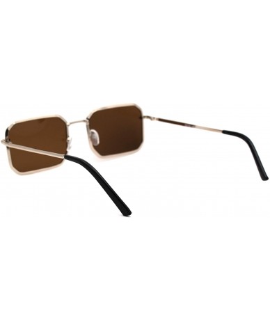 Rectangular Metal Rim Octagonal Rectangle Dad Shade Sunglasses - White Gold Solid Brown - CY18USQEE6T $22.41